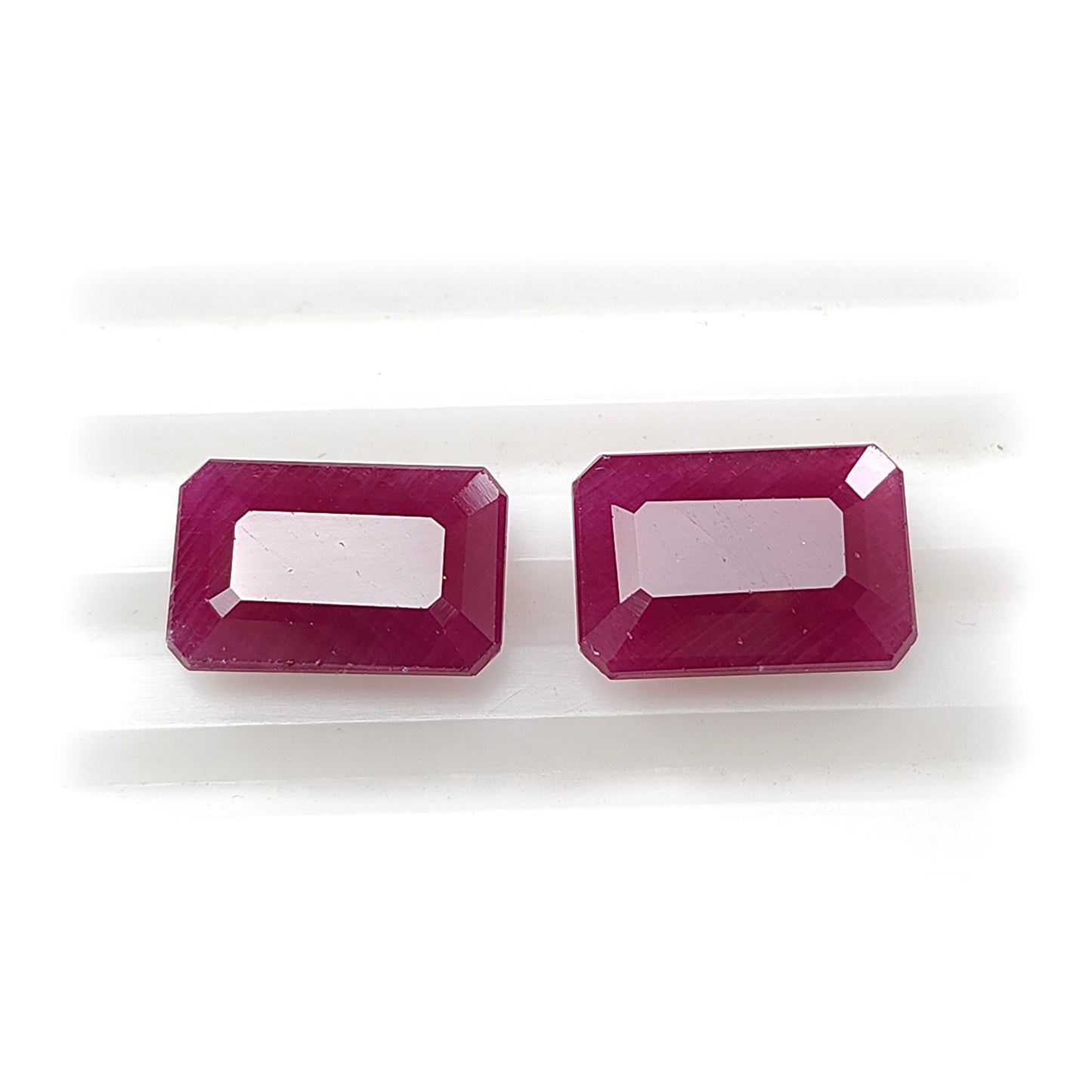 Ruby Gemstone Faceted Cut: 11.50cts Natural Untreated Unheated Red Ruby Baguette Shape 12*8mm - 12.5*8mm 2pcs for Jewelry July Birthstone