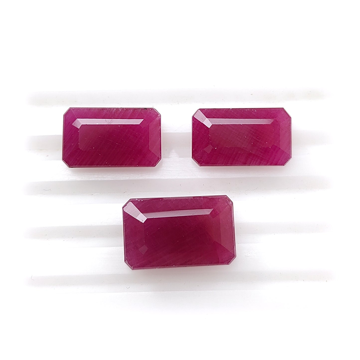 Ruby Gemstone Faceted Cut: 19.00cts Natural Untreated Unheated Red Ruby Baguette Shape 12*8.5mm - 14*9mm 3pcs for Jewelry July Birthstone