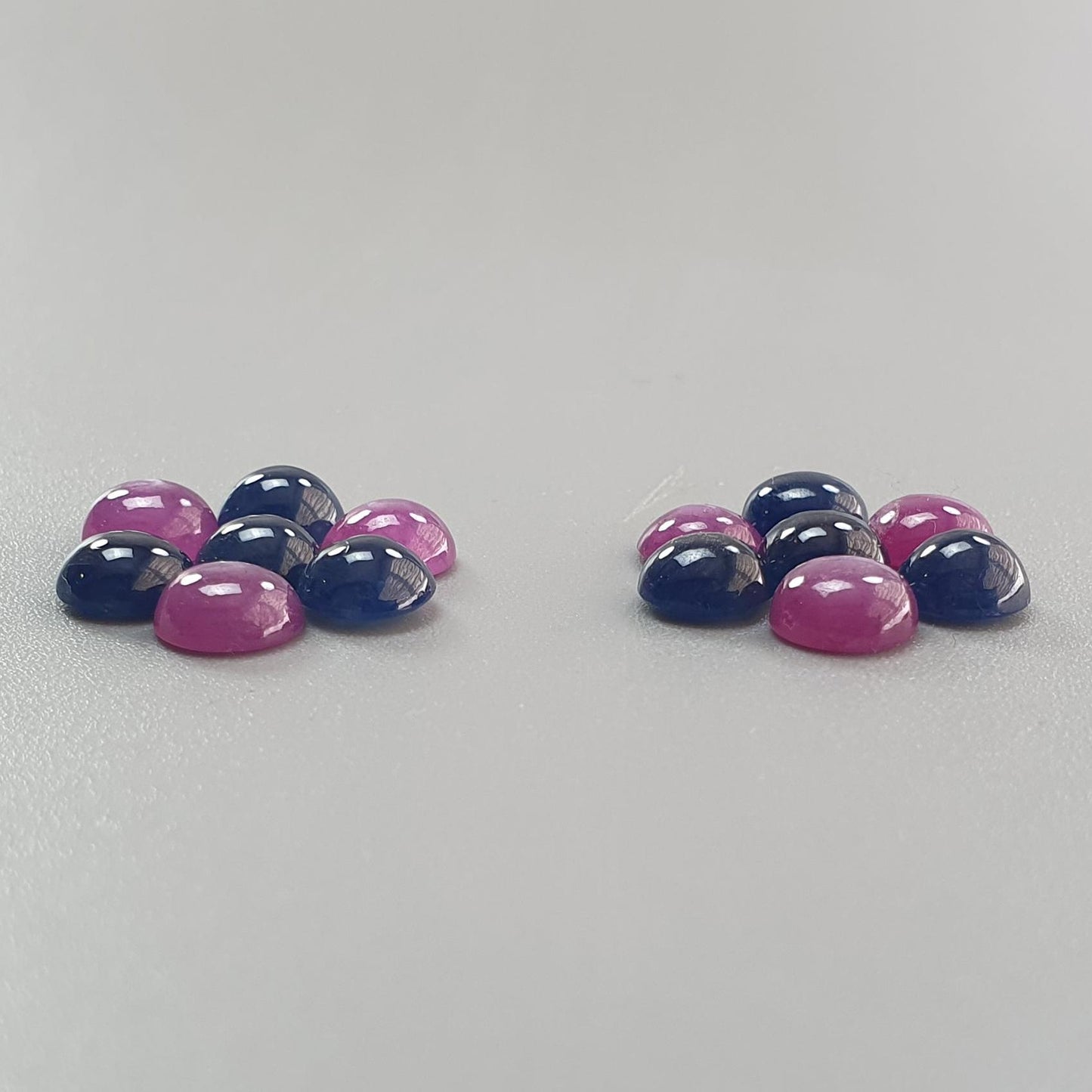 Ruby, Blue Sapphire Gemstone Cabochon: Natural Untreated Unheated Purple Ruby, Sapphire Round Shape Cabochon 7mm 14pcs Set for Jewelry
