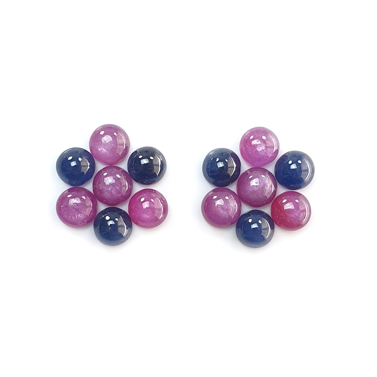 ruby, sapphire round cabochon
