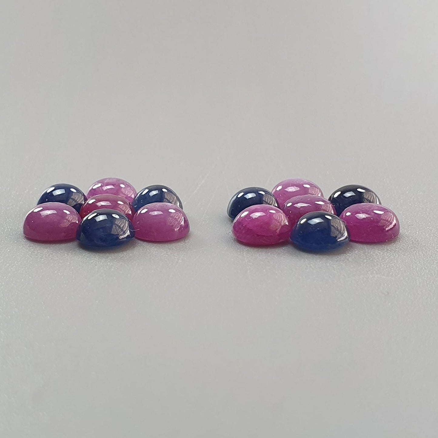 Ruby, Blue Sapphire Gemstone Cabochon: Natural Untreated Unheated Purple Ruby, Sapphire Round Shape Cabochon 7mm 14pcs Set for Jewelry