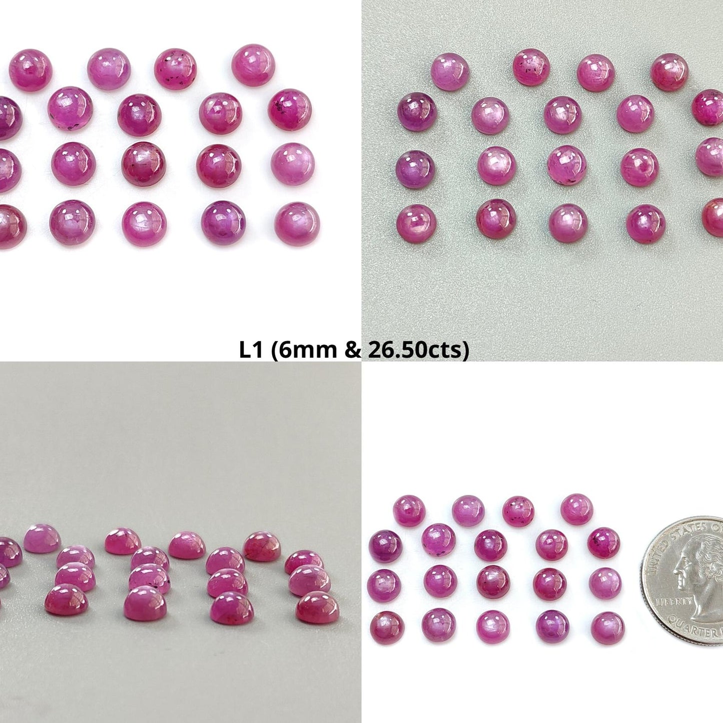 Ruby, Blue Sapphire Gemstone Cabochon: Natural Untreated Unheated Purple Ruby, Sapphire Round Shape Cabochon 6mm & 7mm Lots for Jewelry