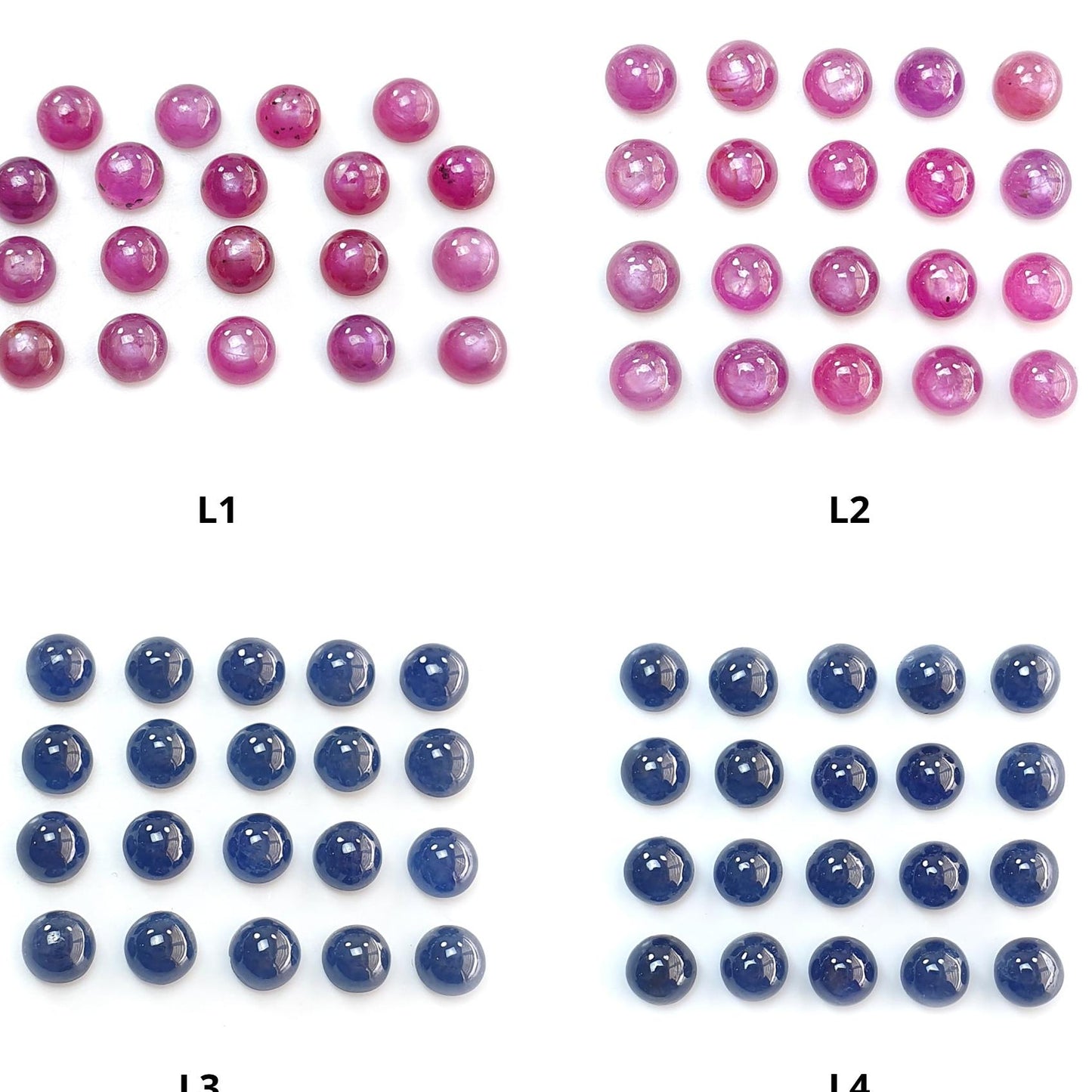 Ruby, Blue Sapphire Gemstone Cabochon: Natural Untreated Unheated Purple Ruby, Sapphire Round Shape Cabochon 6mm & 7mm Lots for Jewelry