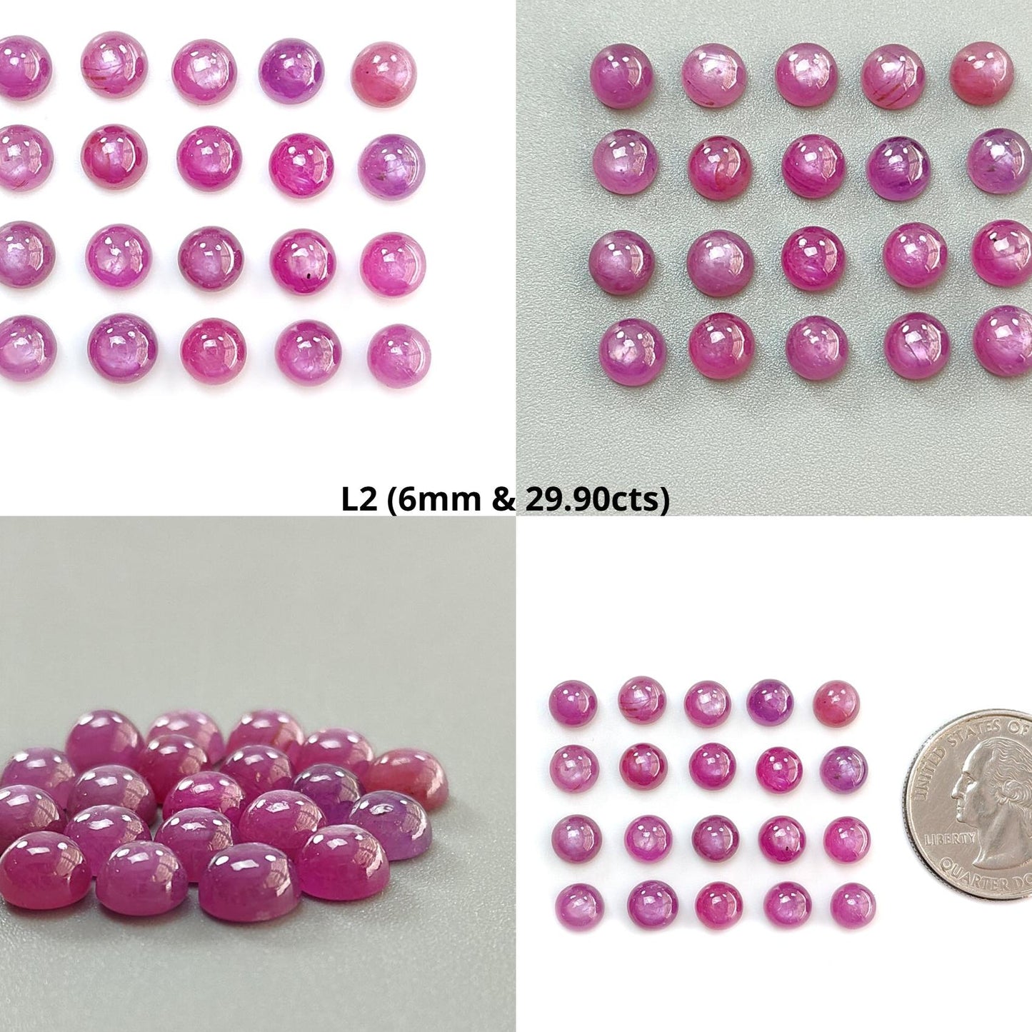 Ruby, Blue Sapphire Gemstone Cabochon: Natural Untreated Unheated Purple Ruby, Sapphire Round Shape Cabochon 6mm & 7mm Lots for Jewelry