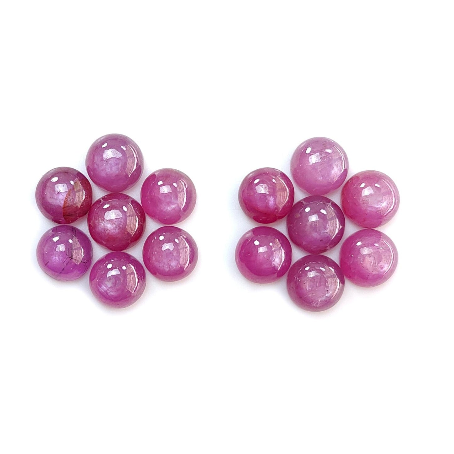 Ruby, Blue Sapphire Gemstone Cabochon: Natural Untreated Unheated Purple Ruby, Sapphire Round Shape Cabochon 7mm 14pcs Sets for Jewelry