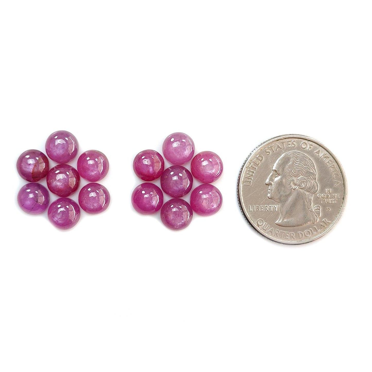 Ruby, Blue Sapphire Gemstone Cabochon: Natural Untreated Unheated Purple Ruby, Sapphire Round Shape Cabochon 7mm 14pcs Sets for Jewelry