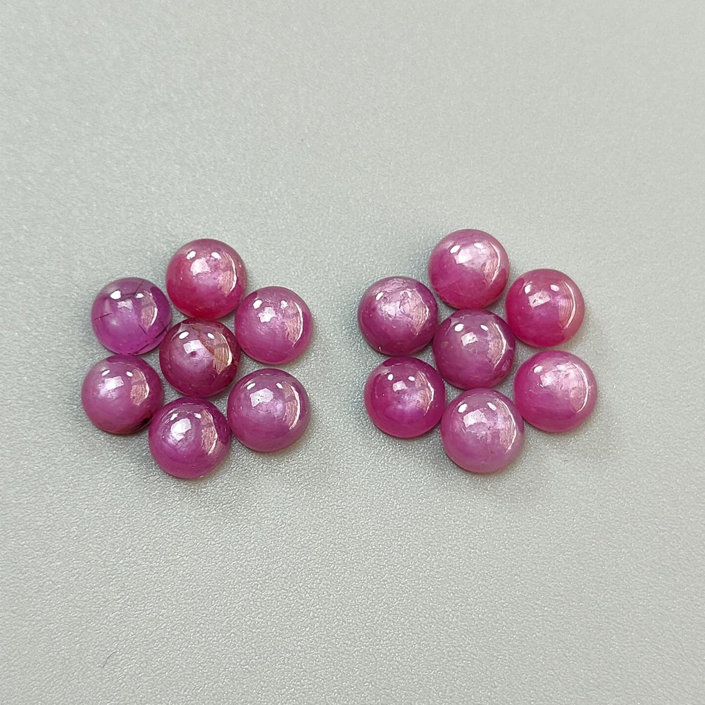 Ruby, Blue Sapphire Gemstone Cabochon: Natural Untreated Unheated Purple Ruby, Sapphire Round Shape Cabochon 7mm 14pcs Sets for Jewelry