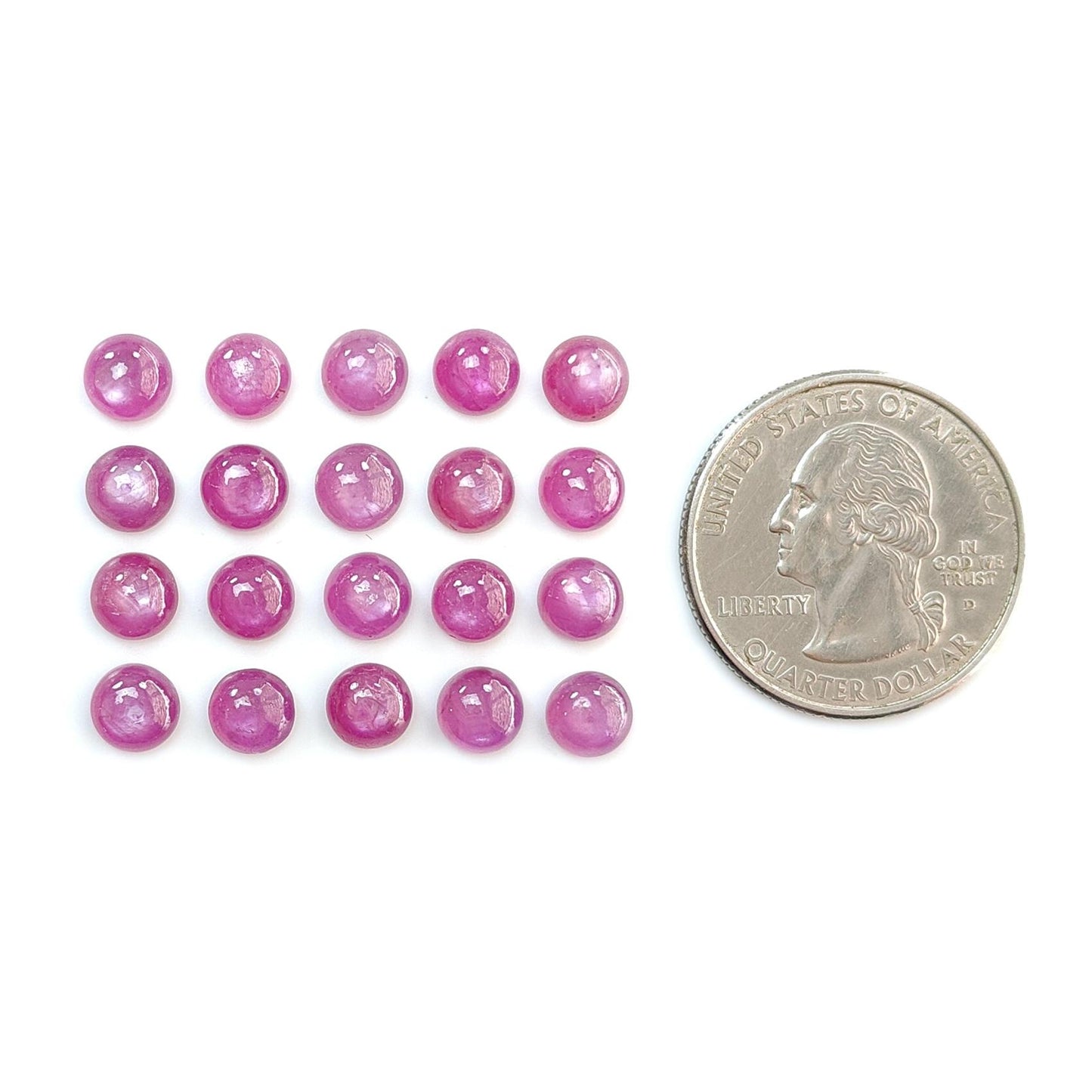 Ruby, Blue Sapphire Gemstone Cabochon: Natural Untreated Unheated Purple Ruby, Sapphire Round Shape Cabochon 6mm Lots for Jewelry