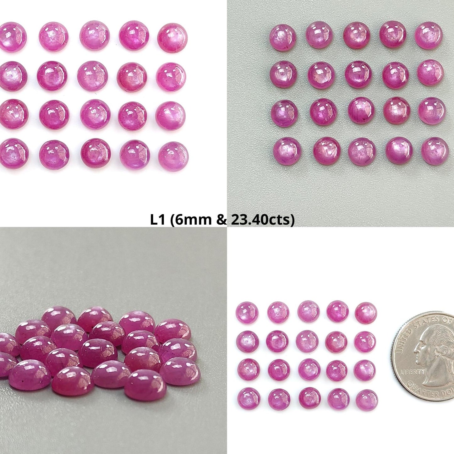 Ruby, Blue Sapphire Gemstone Cabochon: Natural Untreated Unheated Purple Ruby, Sapphire Round Shape Cabochon 6mm Lots for Jewelry