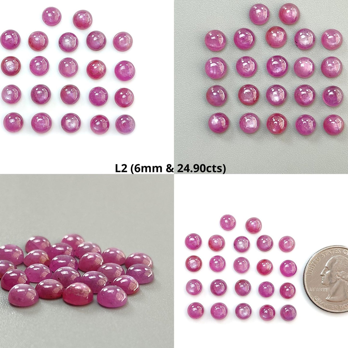 Ruby, Blue Sapphire Gemstone Cabochon: Natural Untreated Unheated Purple Ruby, Sapphire Round Shape Cabochon 6mm Lots for Jewelry