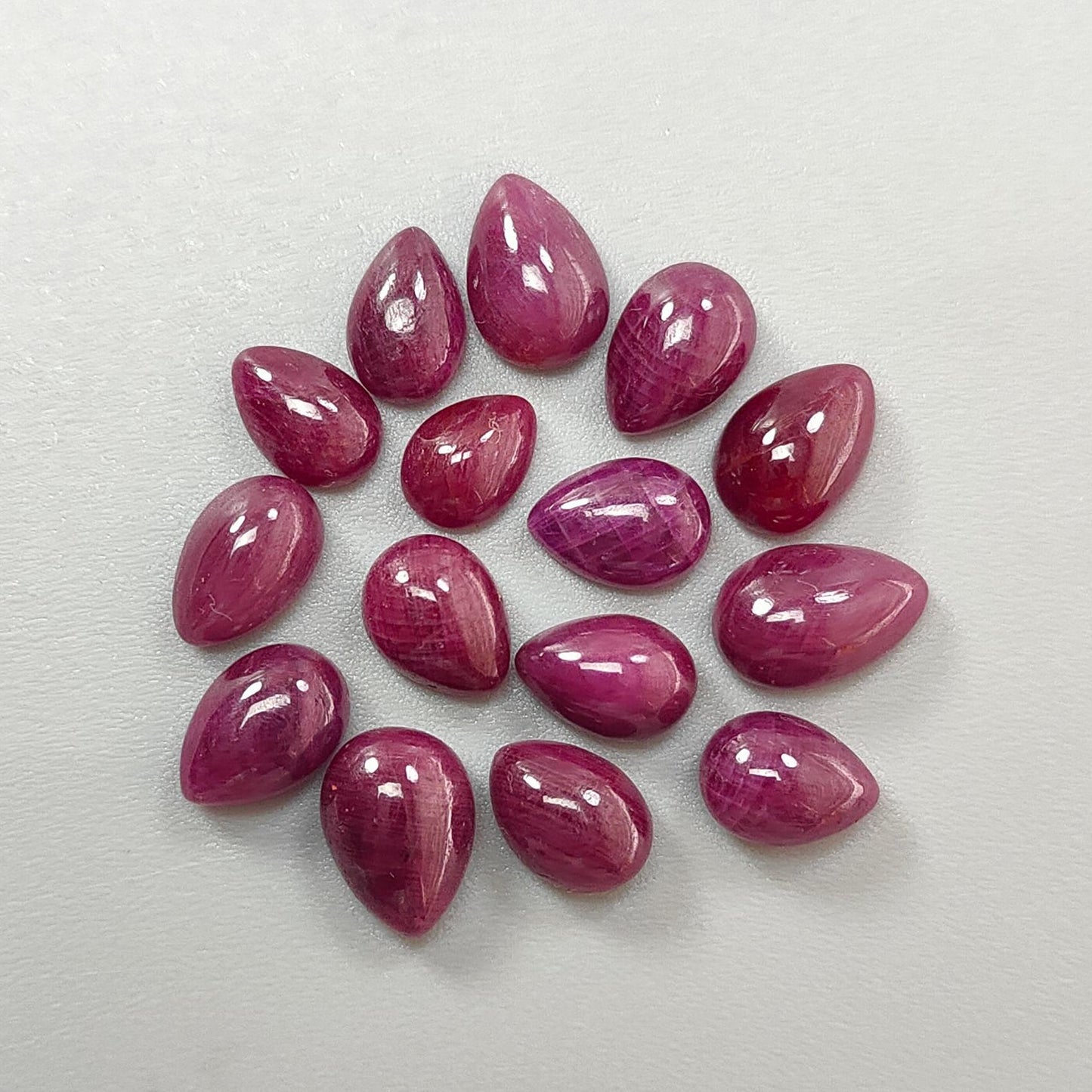 Ruby Gemstone Cabochon: Natural Untreated Unheated Red Ruby Pear Shape Lots for Jewelry July Birthstone