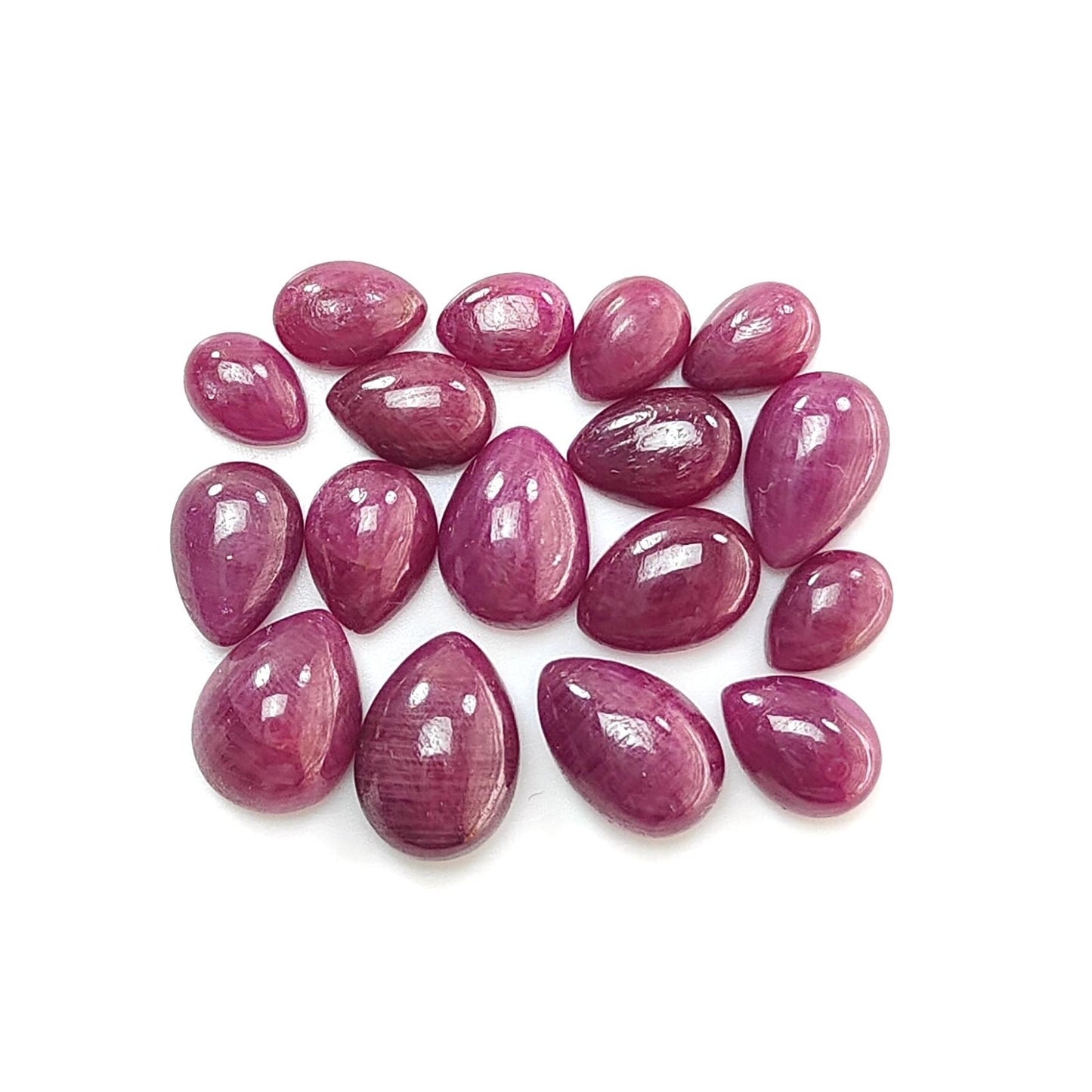 Ruby Gemstone Cabochon: Natural Untreated Unheated Red Ruby Pear Shape Lots for Jewelry July Birthstone