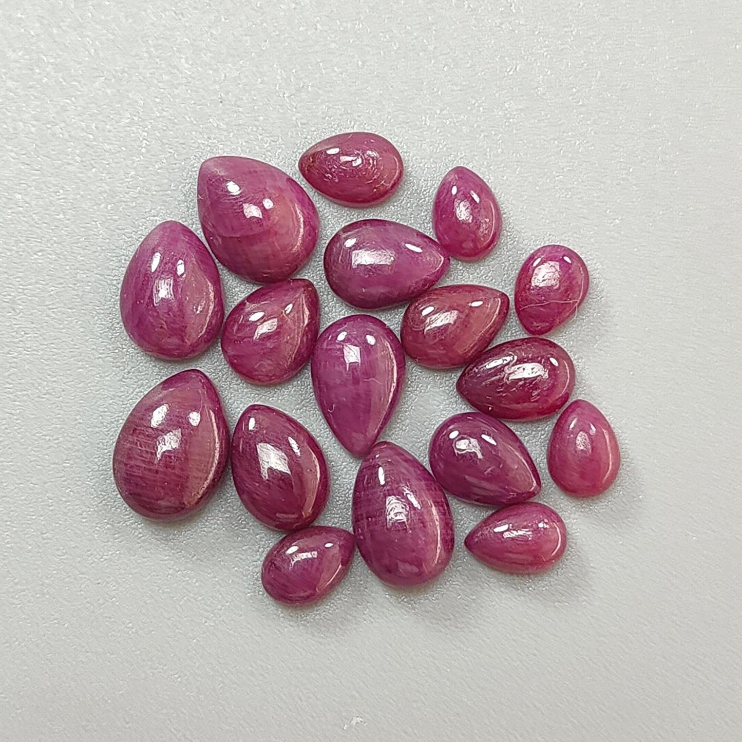 Ruby Gemstone Cabochon: Natural Untreated Unheated Red Ruby Pear Shape Lots for Jewelry July Birthstone