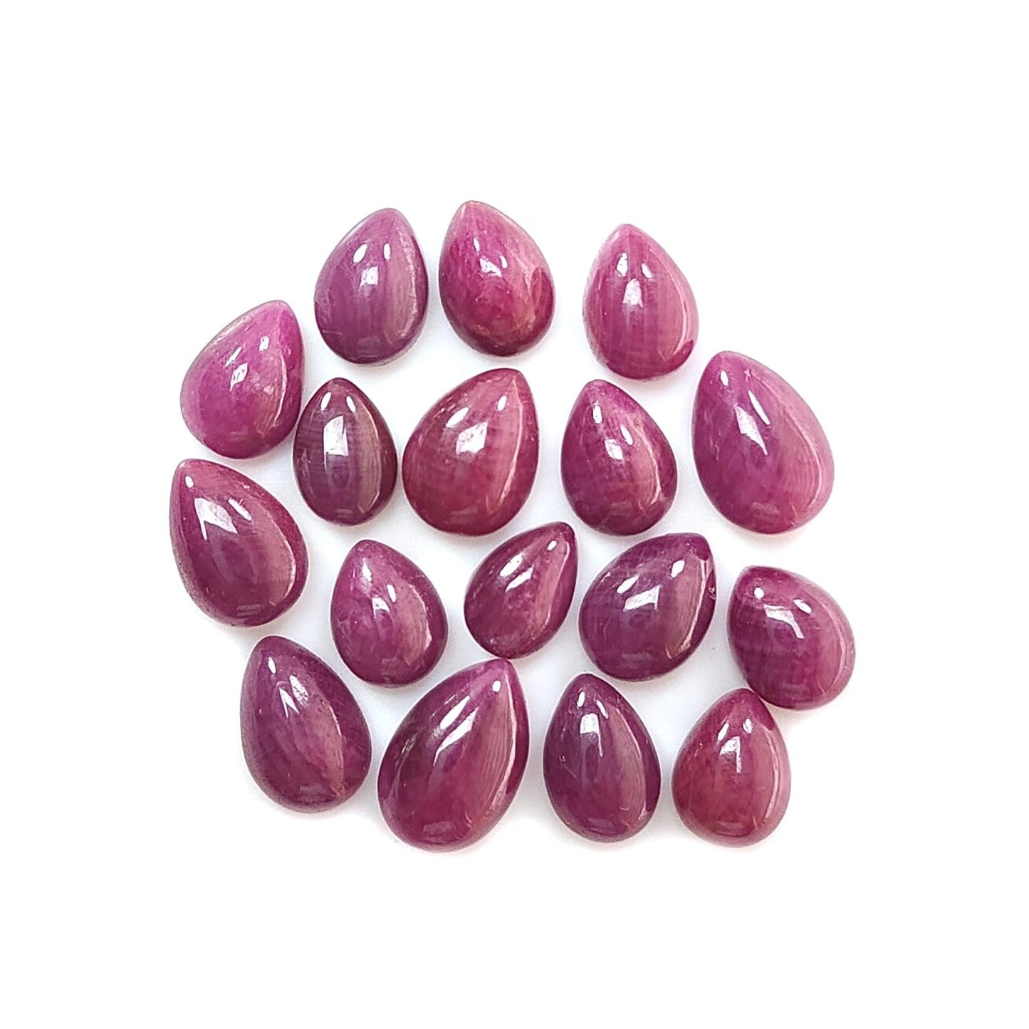 Ruby Gemstone Cabochon: Natural Untreated Unheated Red Ruby Pear Shape Lots for Jewelry July Birthstone
