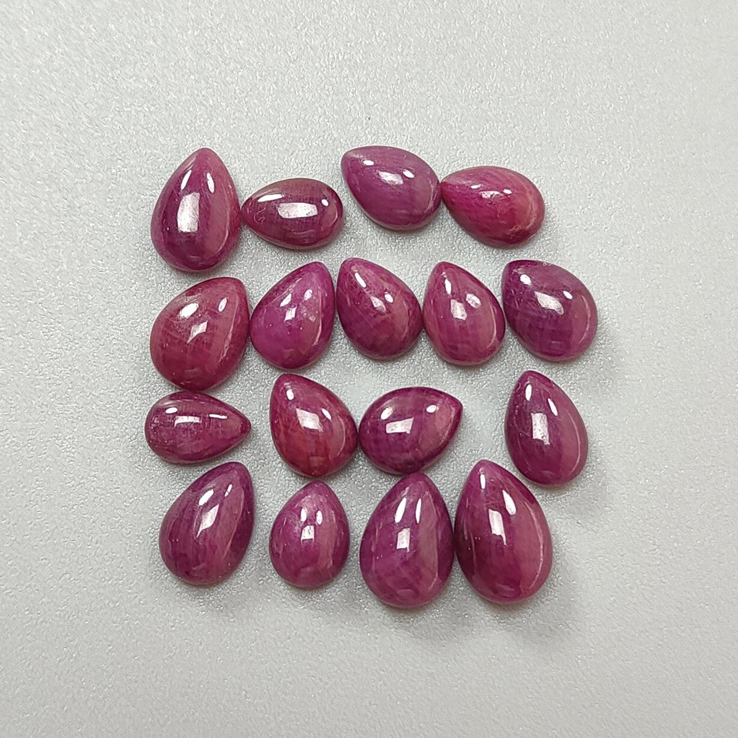 Ruby Gemstone Cabochon: Natural Untreated Unheated Red Ruby Pear Shape Lots for Jewelry July Birthstone