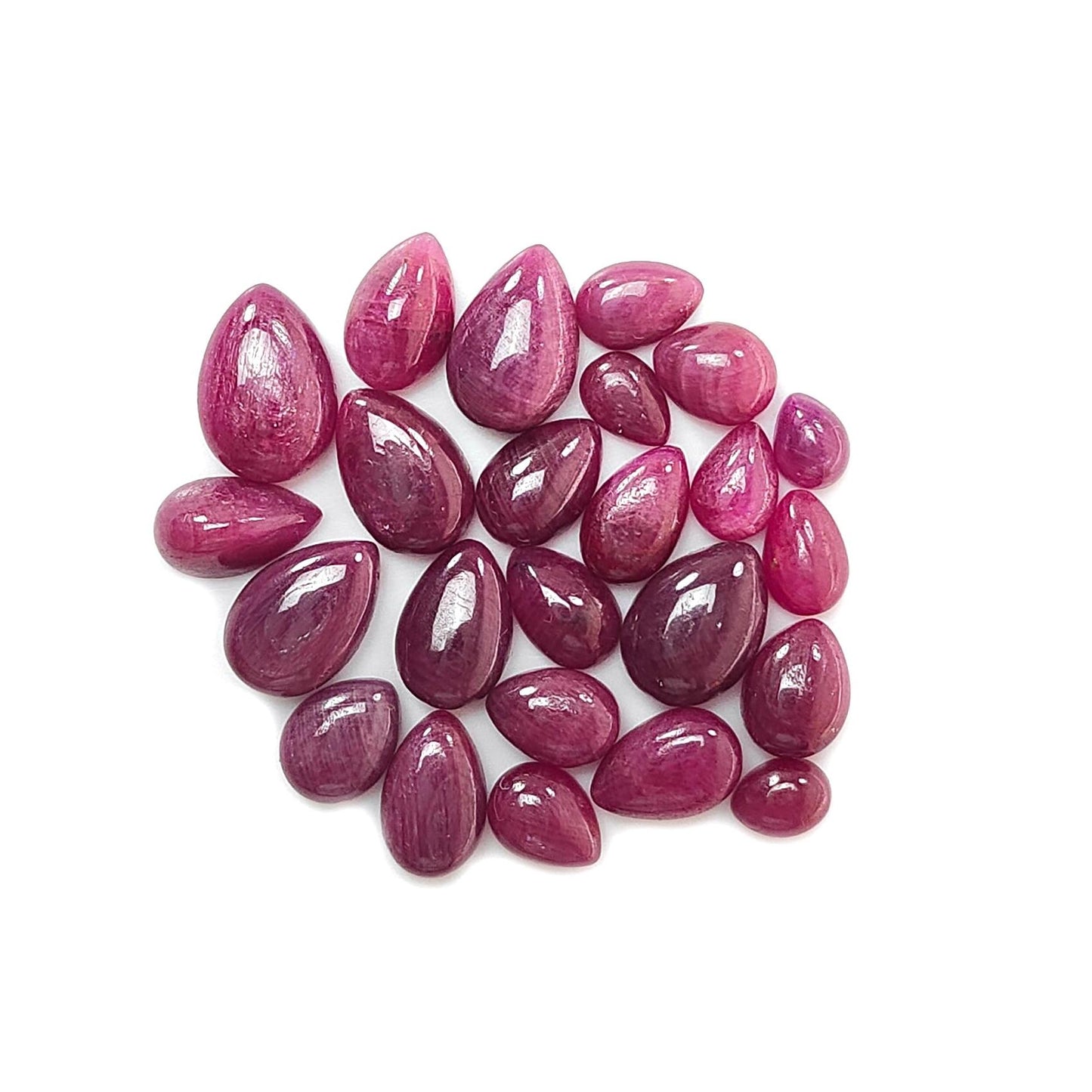 Ruby Gemstone Cabochon: Natural Untreated Unheated Red Ruby Pear Shape Lots for Jewelry July Birthstone