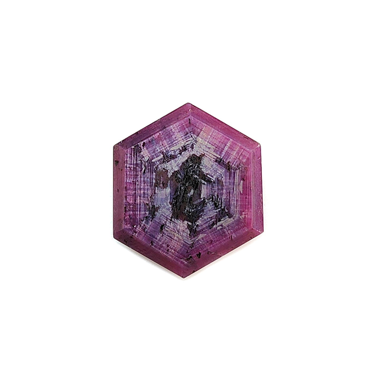 ruby trapiche hexagon flat slices
