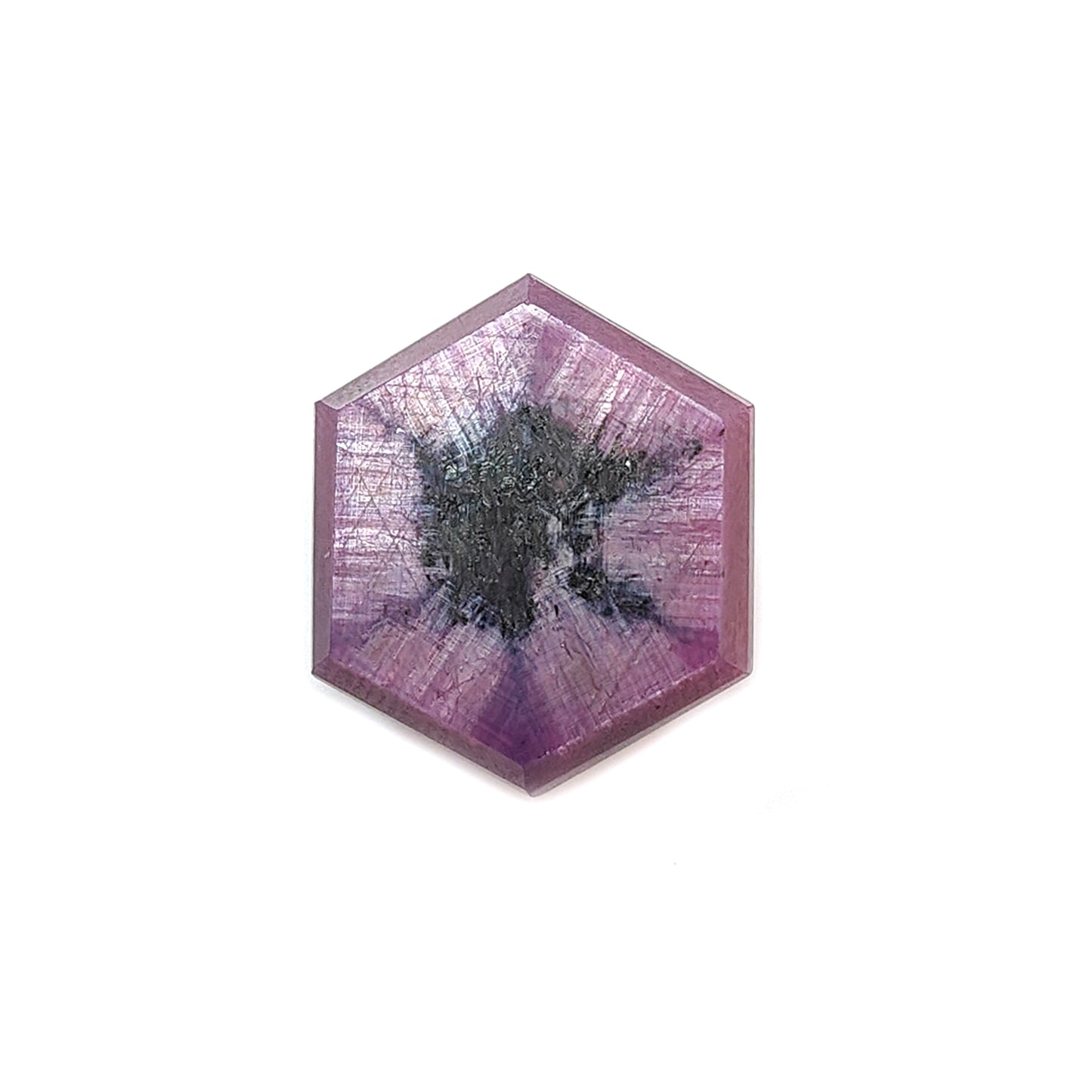 ruby trapiche hexagon flat slices
