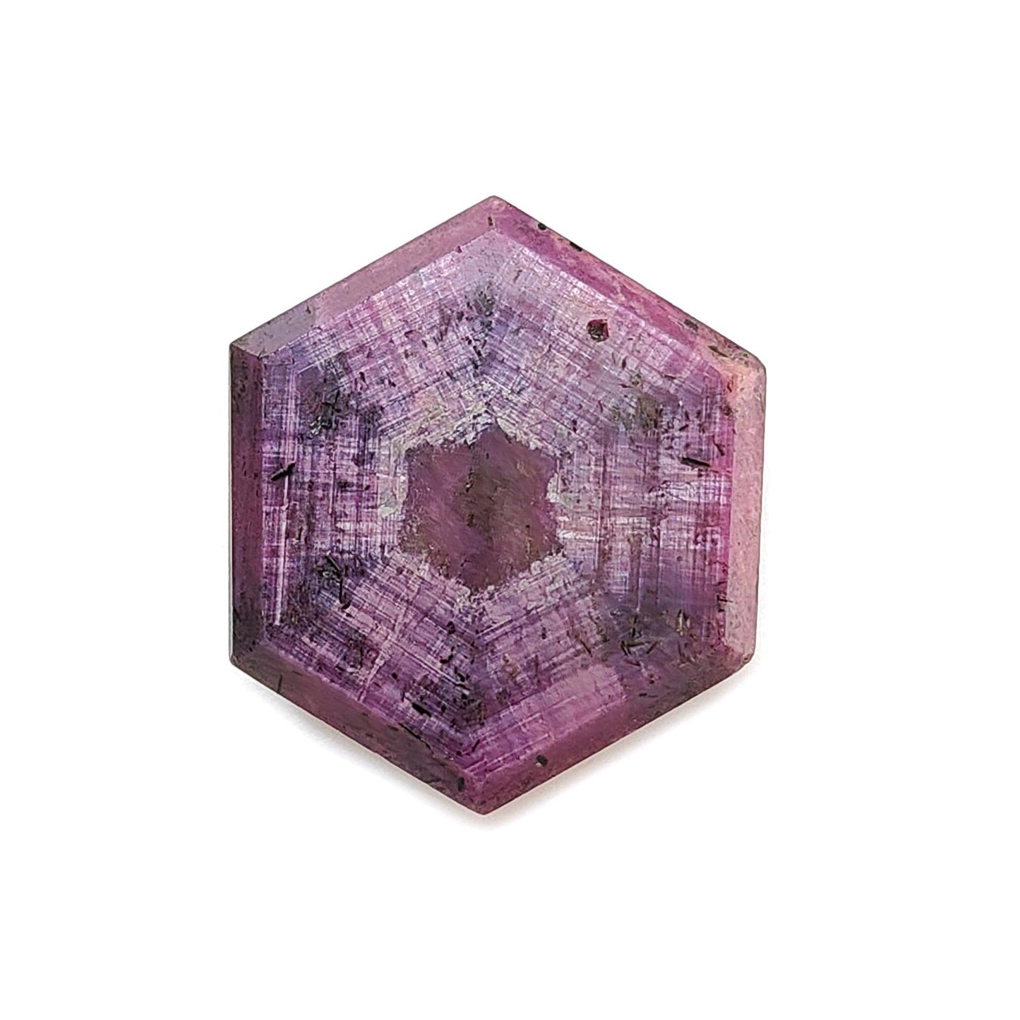 Ruby Trapiche Gemstone Flat Slice: 28.80cts Natural Untreated Unheated Purple Ruby Hexagon Shape 25*22mm 1pc for Jewelry July Birthstone