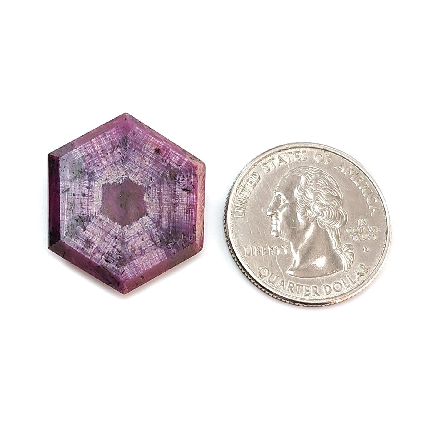 Ruby Trapiche Gemstone Flat Slice: 28.80cts Natural Untreated Unheated Purple Ruby Hexagon Shape 25*22mm 1pc for Jewelry July Birthstone