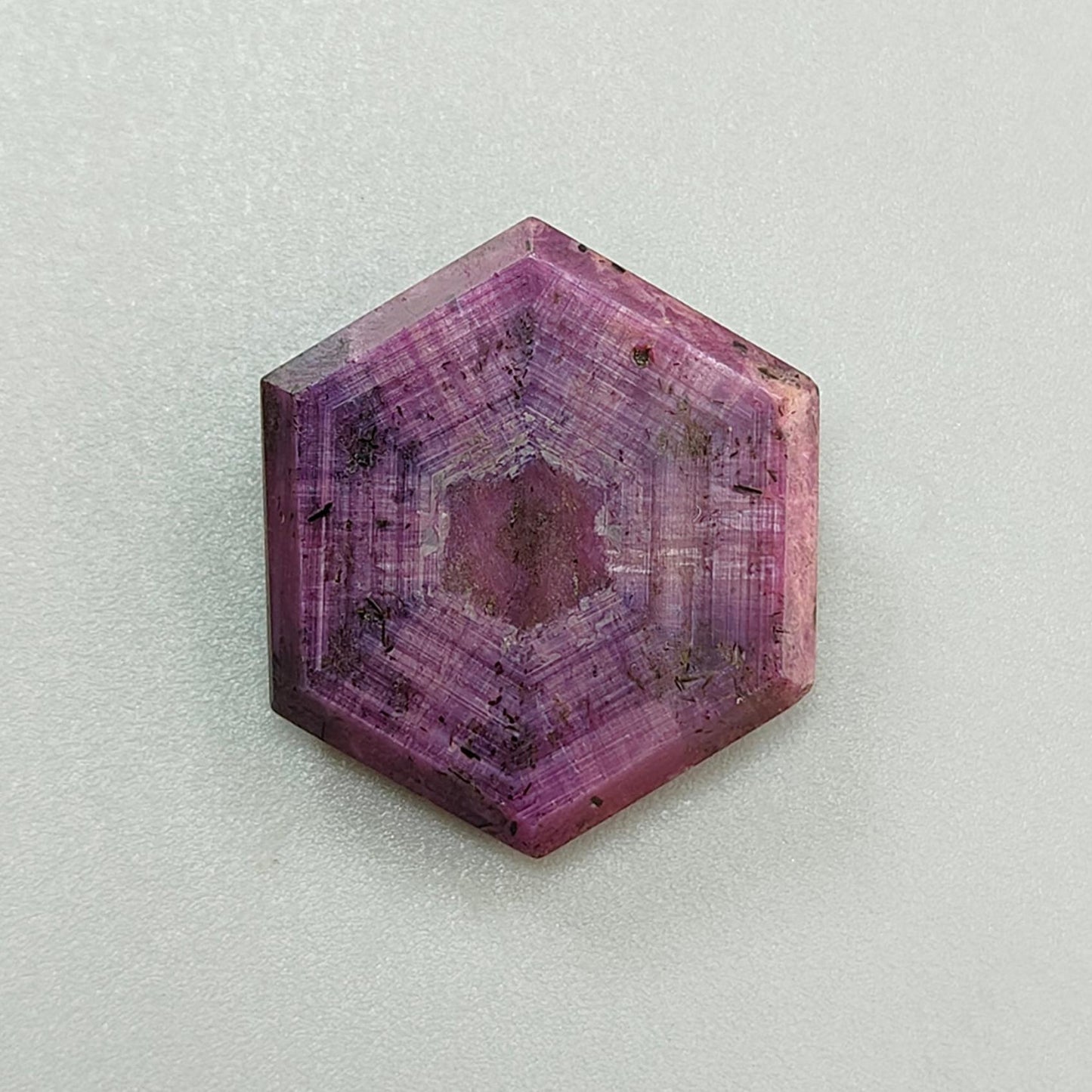 Ruby Trapiche Gemstone Flat Slice: 28.80cts Natural Untreated Unheated Purple Ruby Hexagon Shape 25*22mm 1pc for Jewelry July Birthstone