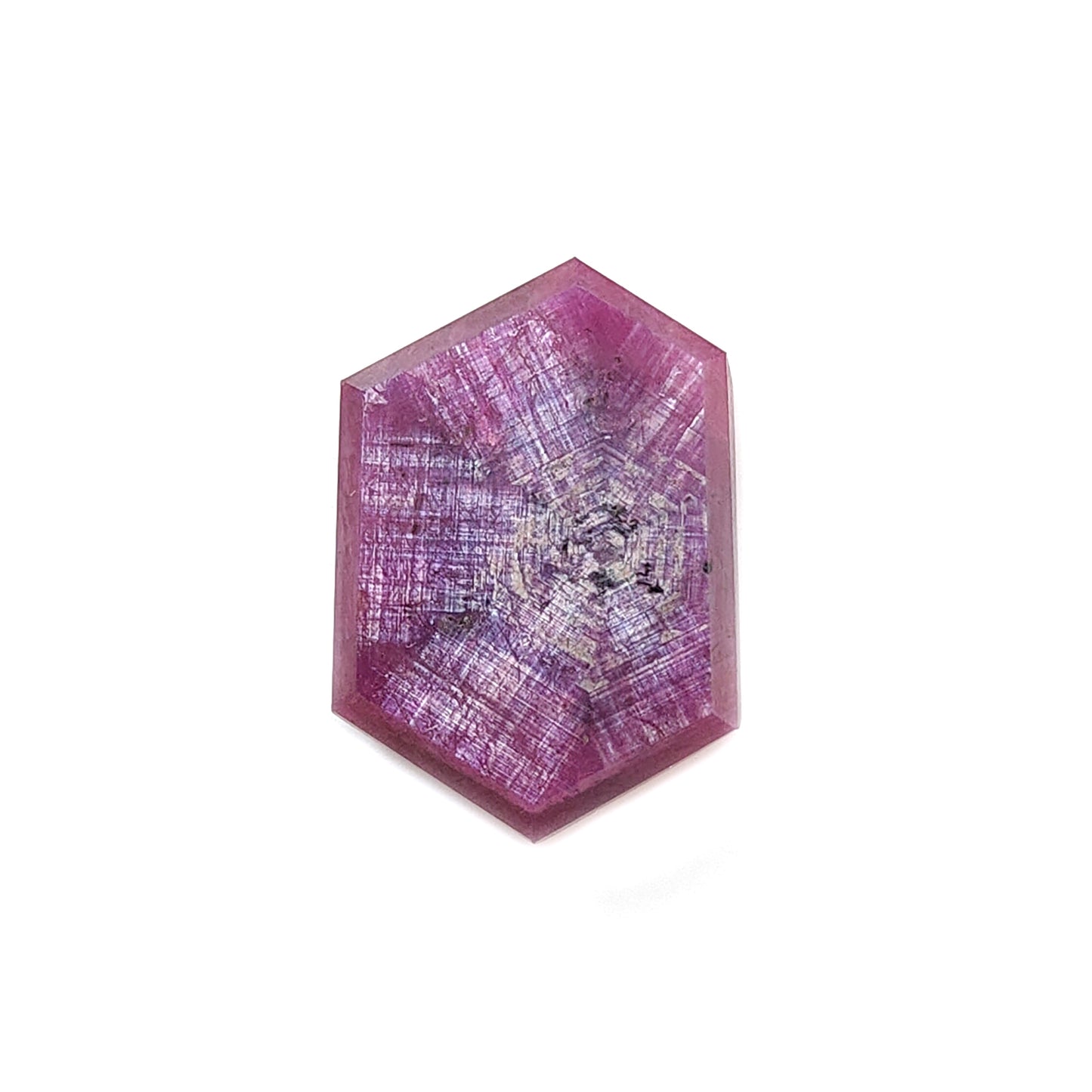 ruby trapiche hexagon flat slices
