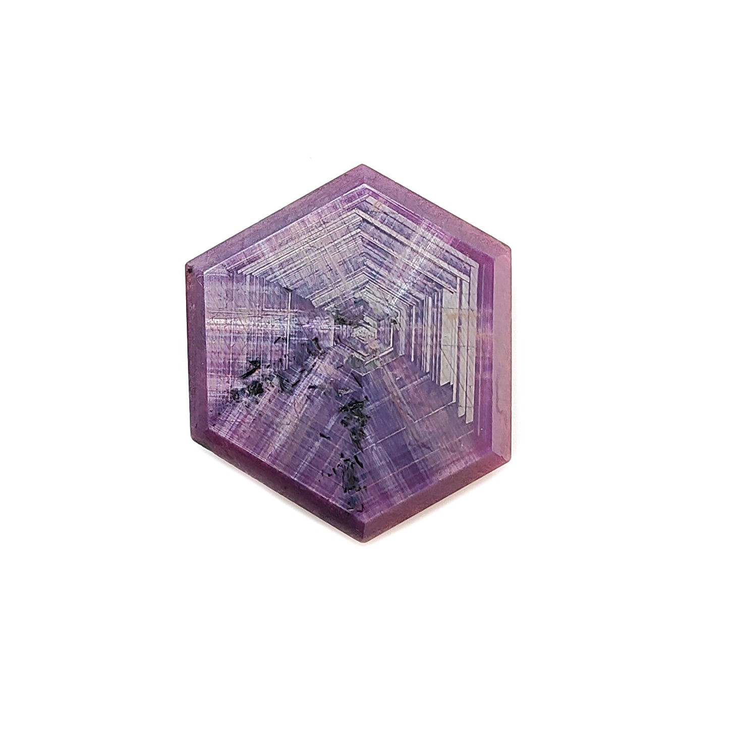 ruby trapiche hexagon flat slices