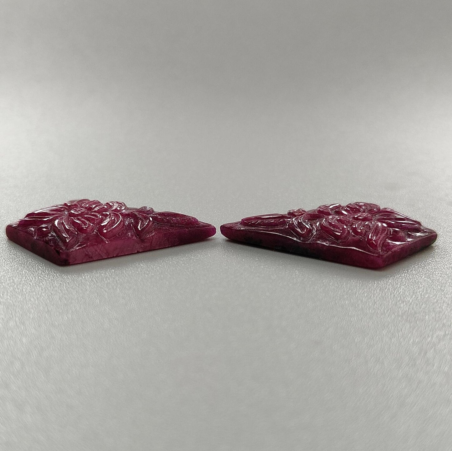 Ruby Gemstone Carving : 56.10cts Natural Untreated Unheated Red Ruby Hand Carved Pear Shape 34*22mm Pair