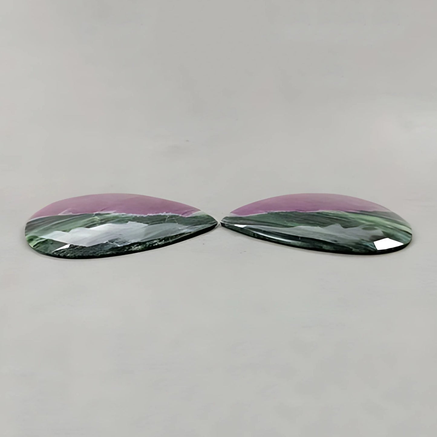 251.00cts Natural Untreated Zoisite Ruby Gemstone Pear Shape Rose Cut Slices 55mm Pair