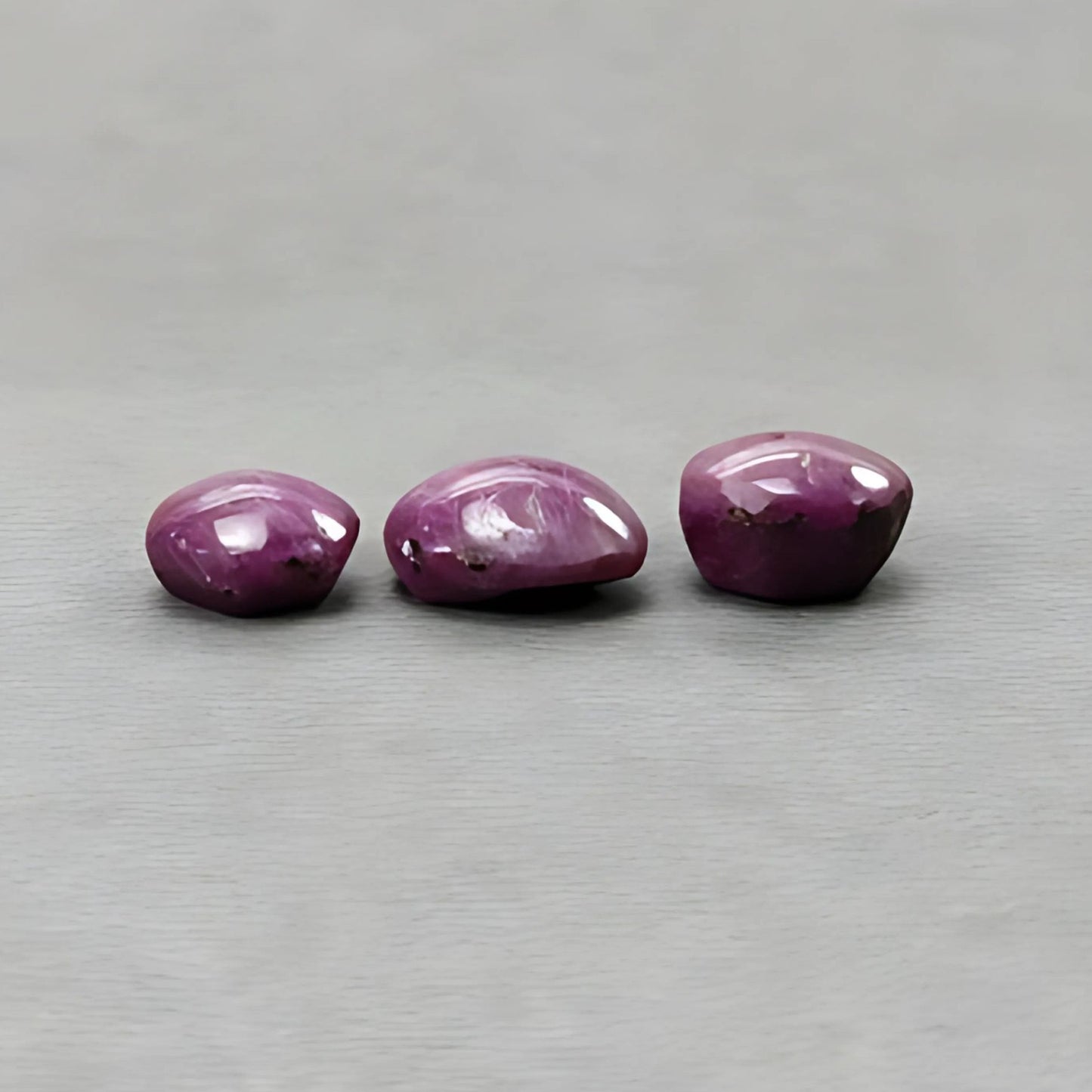 23.35cts Natural Untreated Star Ruby Gemstone Hexagon Shape Cabochon 10mm - 12mm 3pcs