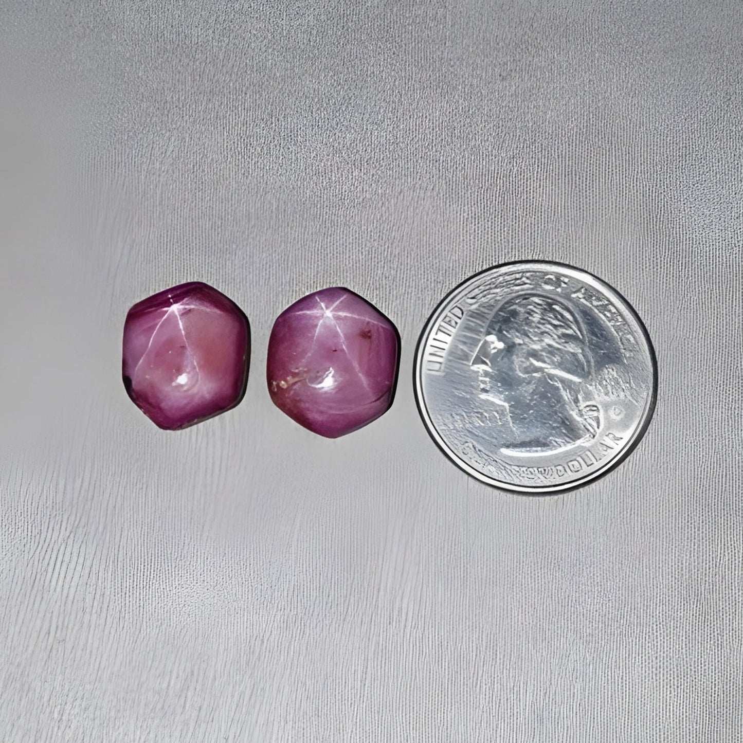 27.95cts Natural Untreated Star Ruby Gemstone Hexagon Shape Cabochon 15*12.5mm - 15*13mm 2pcs