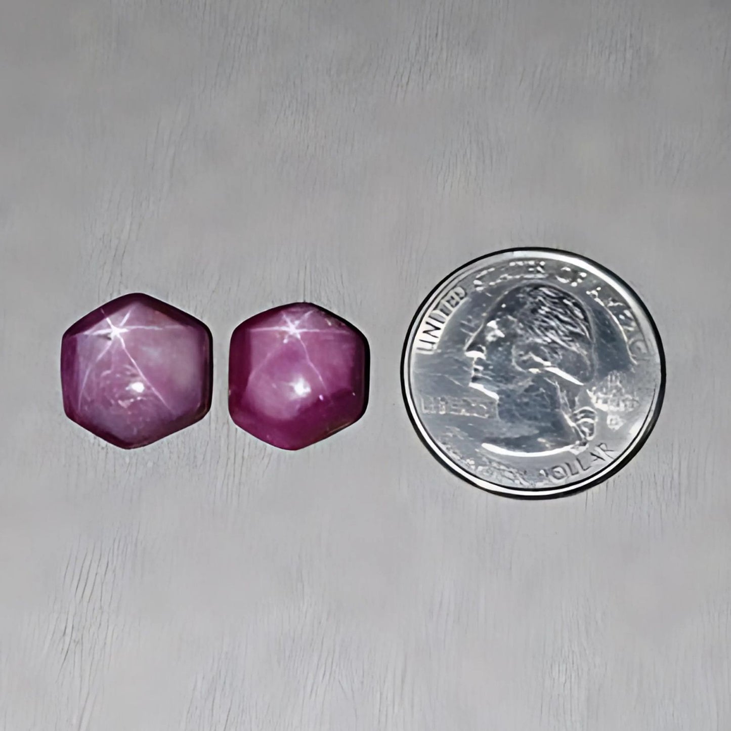 30.70cts Natural Untreated Star Ruby Gemstone Hexagon Shape Cabochon 14*13mm - 15*14mm 2pcs