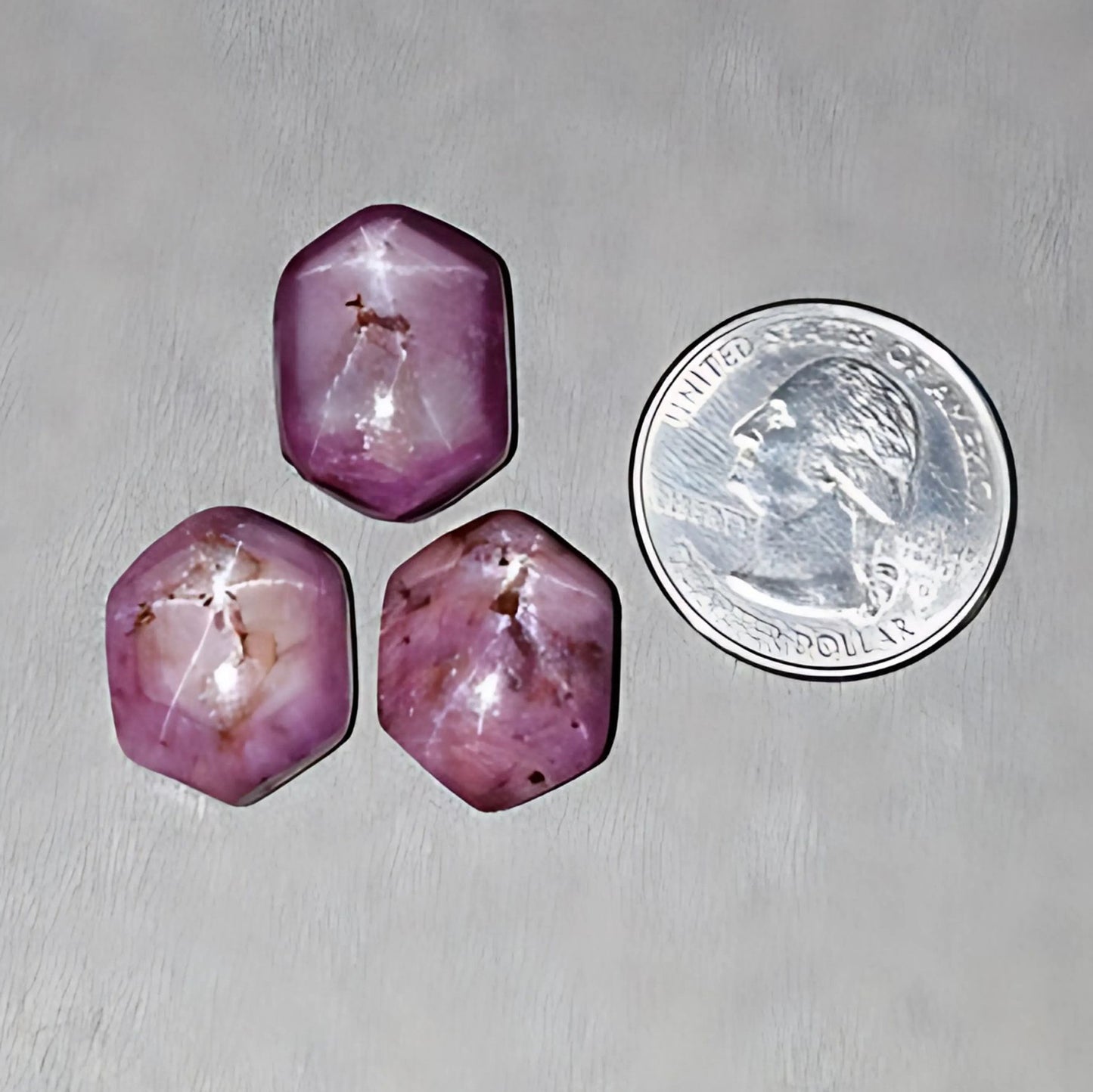 82.85cts Natural Untreated Star Ruby Gemstone Hexagon Shape Cabochon 18*14mm - 20*15mm 3pcs