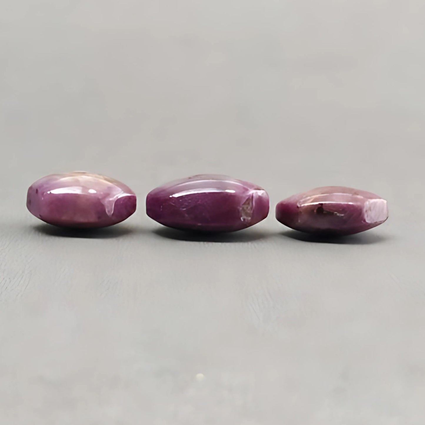 82.85cts Natural Untreated Star Ruby Gemstone Hexagon Shape Cabochon 18*14mm - 20*15mm 3pcs