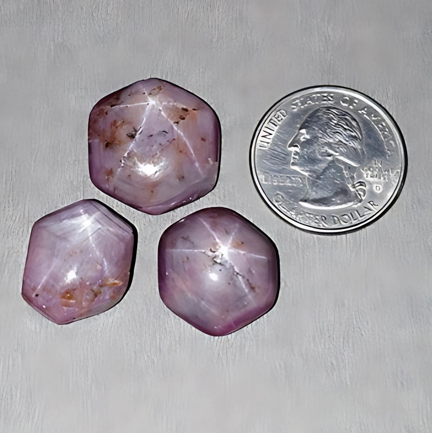 97.50cts Natural Untreated Star Ruby Gemstone Hexagon Shape Cabochon 19.5*16mm - 23*21mm 3pcs