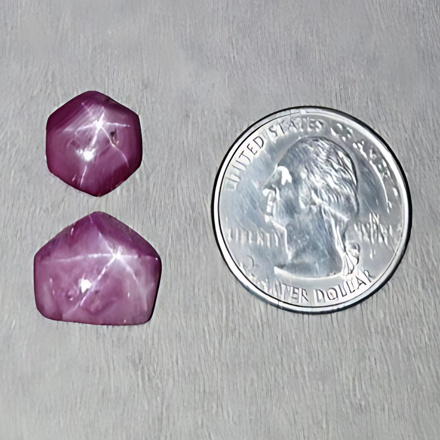 12.55cts Natural Untreated Star Ruby Gemstone Hexagon Shape Cabochon 11*13mm - 13*12mm 2pcs