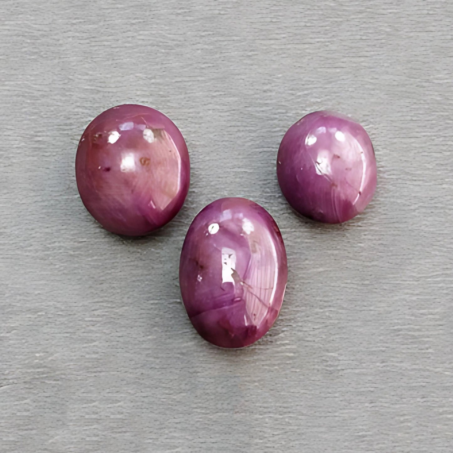 44.40cts Natural Untreated Star Ruby Gemstone Oval Shape Cabochon 12.5*11mm - 16*11.5mm 3pcs