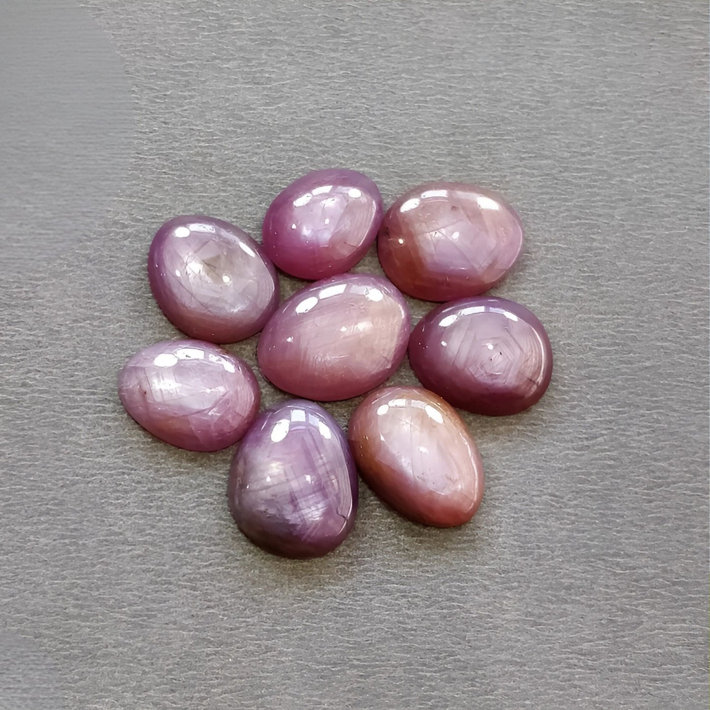 44.00cts Natural Untreated Star Ruby Gemstone Egg Shape Cabochon 12*9mm - 15*11mm 8pcs