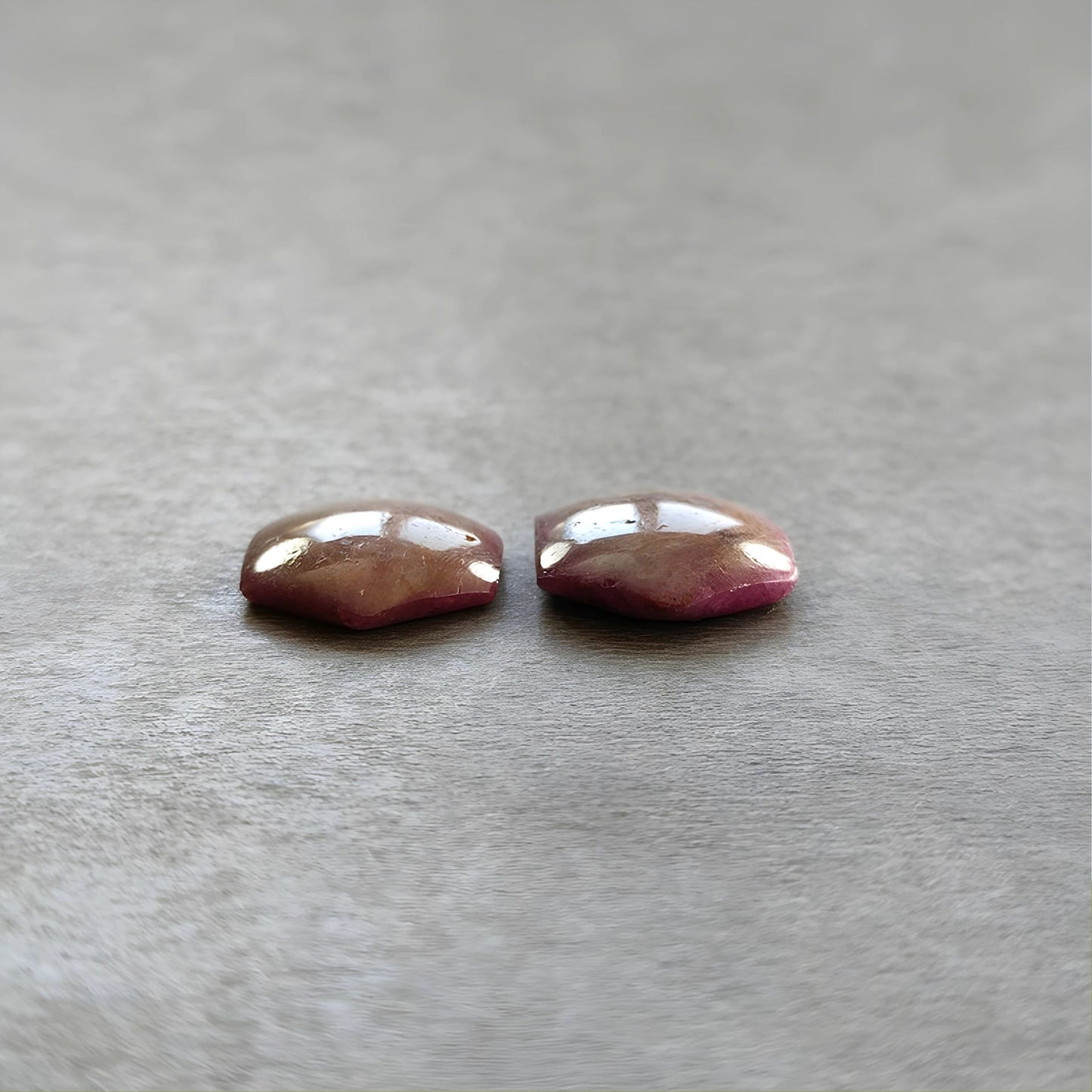 17.50cts Natural Untreated Star Ruby Gemstone Hexagon Shape Cabochon 15.5*14mm - 16*14mm 2pcs