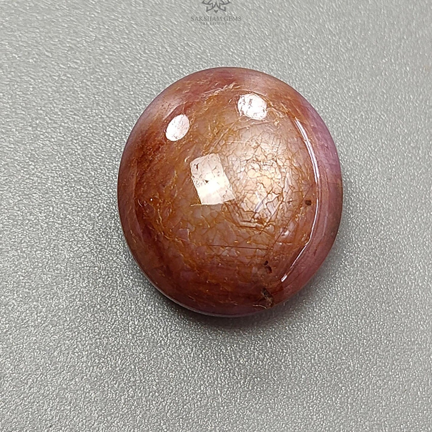 Star Ruby Gemstone Cabochon : 32.90cts Natural Untreated 6Ray Star Ruby Oval Shape 19.5*17mm