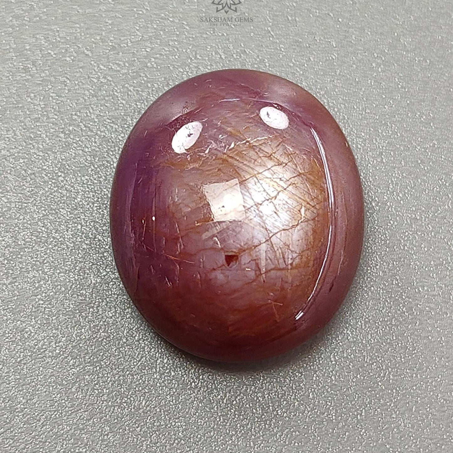 Star Ruby Gemstone Cabochon : 33.20cts Natural Untreated Red 6Ray Star Ruby Oval Shape 21*17.5mm