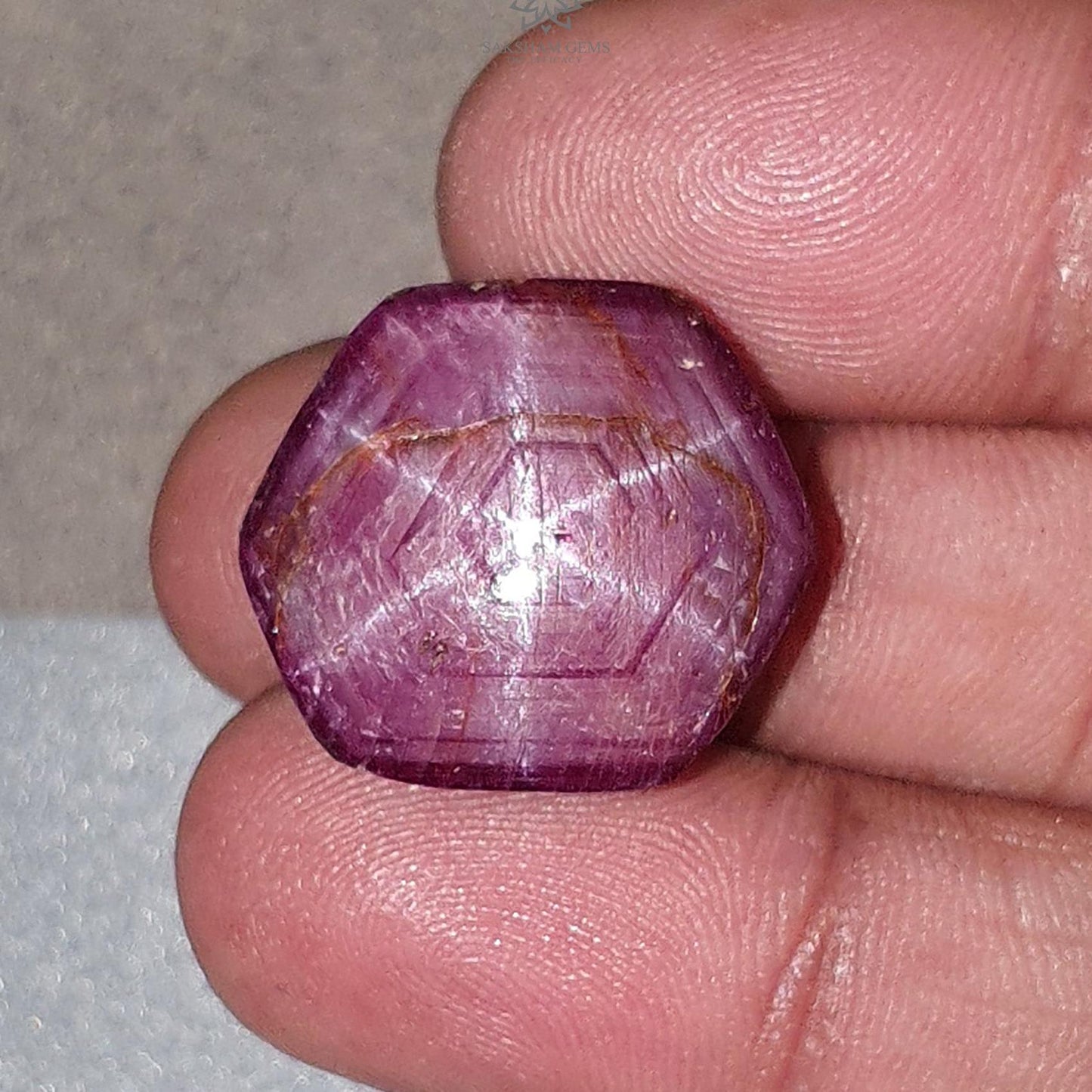 Star Ruby Gemstone Cabochon : 42.90cts Natural Untreated Red Ruby 6Ray Star Hexagon Shape 20.5*18mm