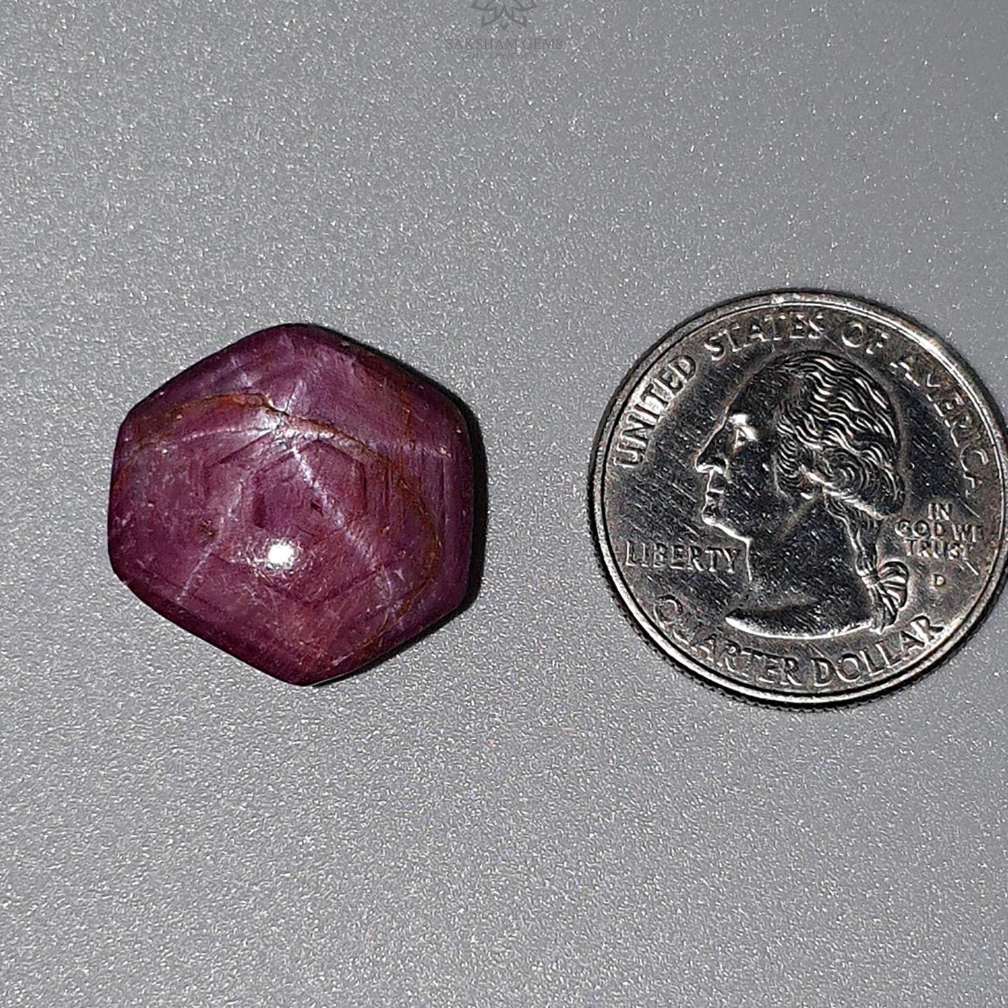 Star Ruby Gemstone Cabochon : 42.90cts Natural Untreated Red Ruby 6Ray Star Hexagon Shape 20.5*18mm