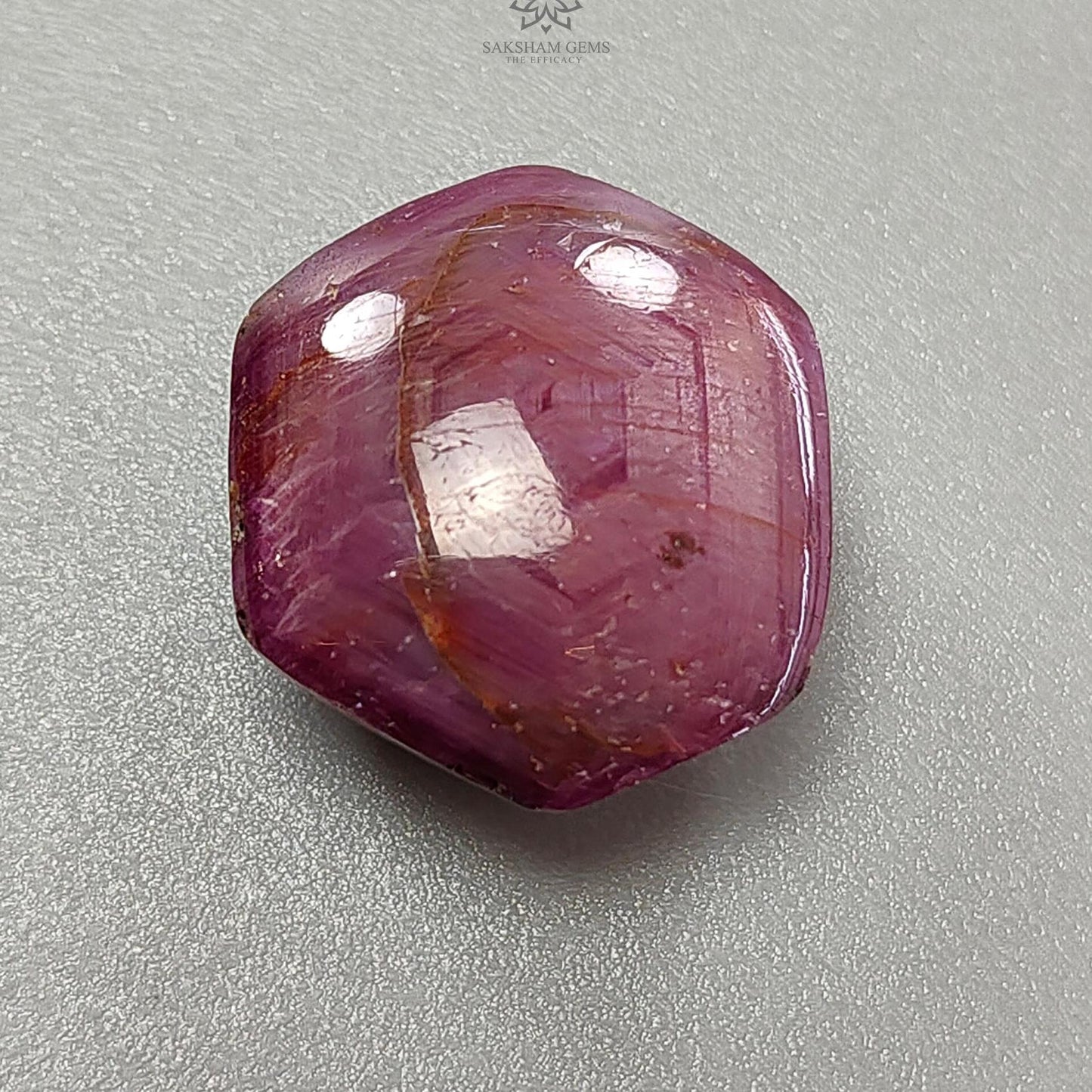Star Ruby Gemstone Cabochon : 42.90cts Natural Untreated Red Ruby 6Ray Star Hexagon Shape 20.5*18mm