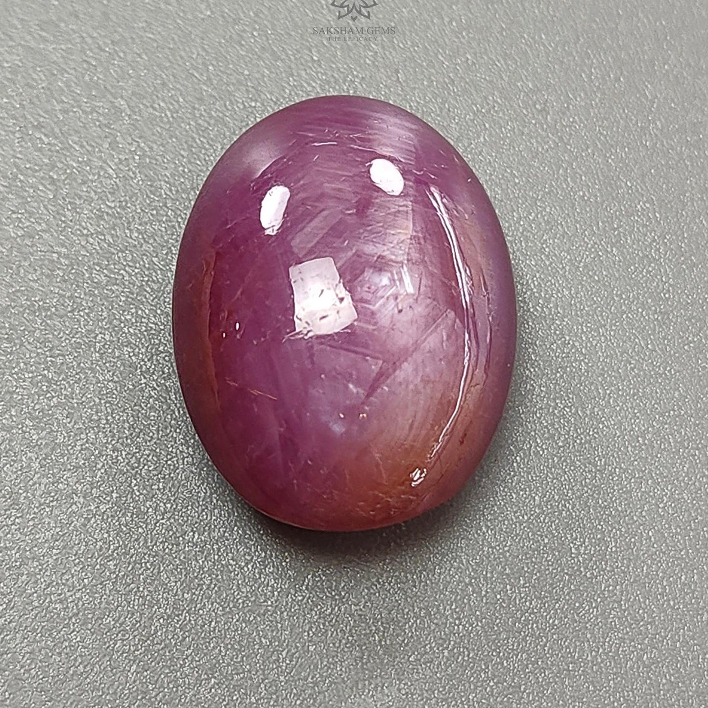 Star Ruby Gemstone Cabochon : 43.50cts Natural Untreated Red 6Ray Star Ruby Oval Shape 23*17mm