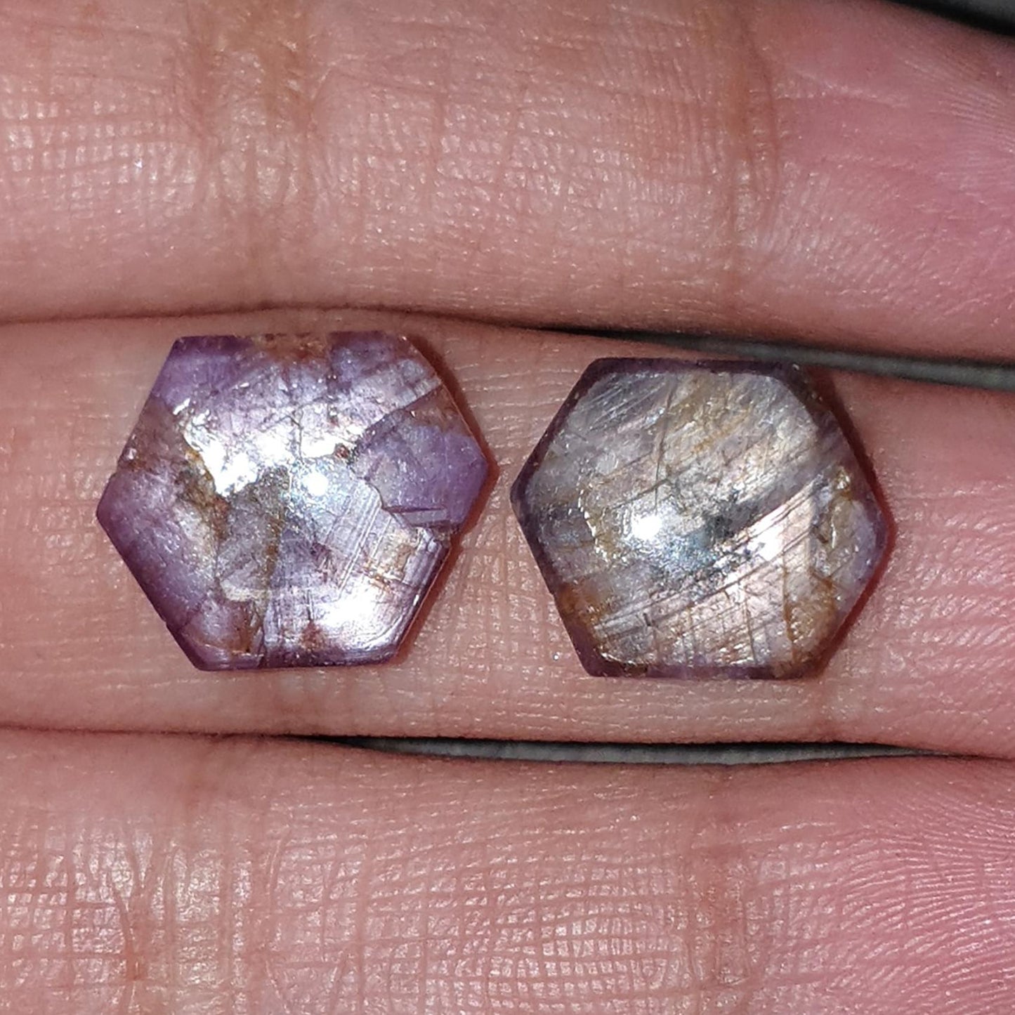 Fire Ruby Trapiche Hexagon Cabochon Gemstone : 19.30cts Natural Unheated Fire Ruby Trapiche Hexagon Cabochon 15*13mm -14*13mm 2pc For Jewelry
