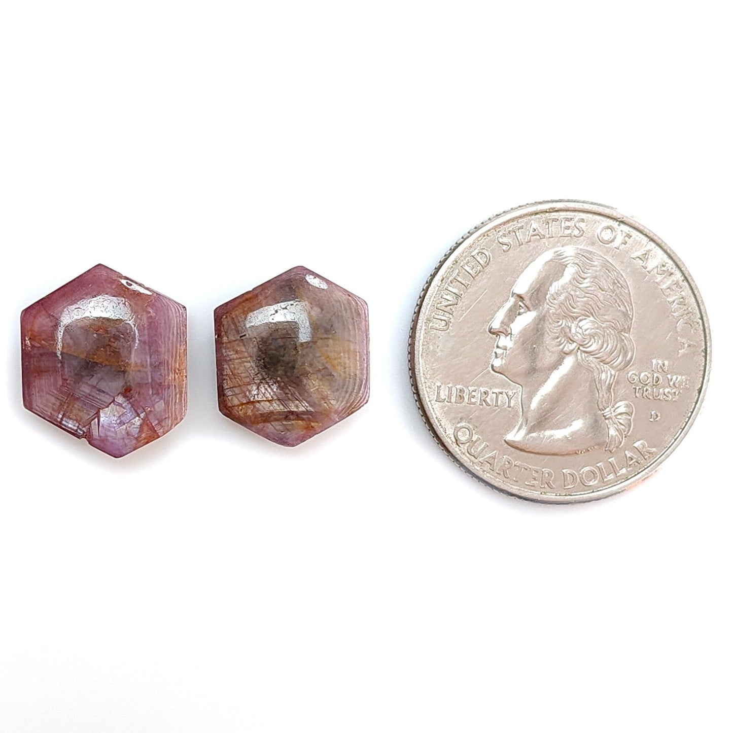 Fire Ruby Trapiche Hexagon Cabochon Gemstone : 19.30cts Natural Unheated Fire Ruby Trapiche Hexagon Cabochon 15*13mm -14*13mm 2pc For Jewelry
