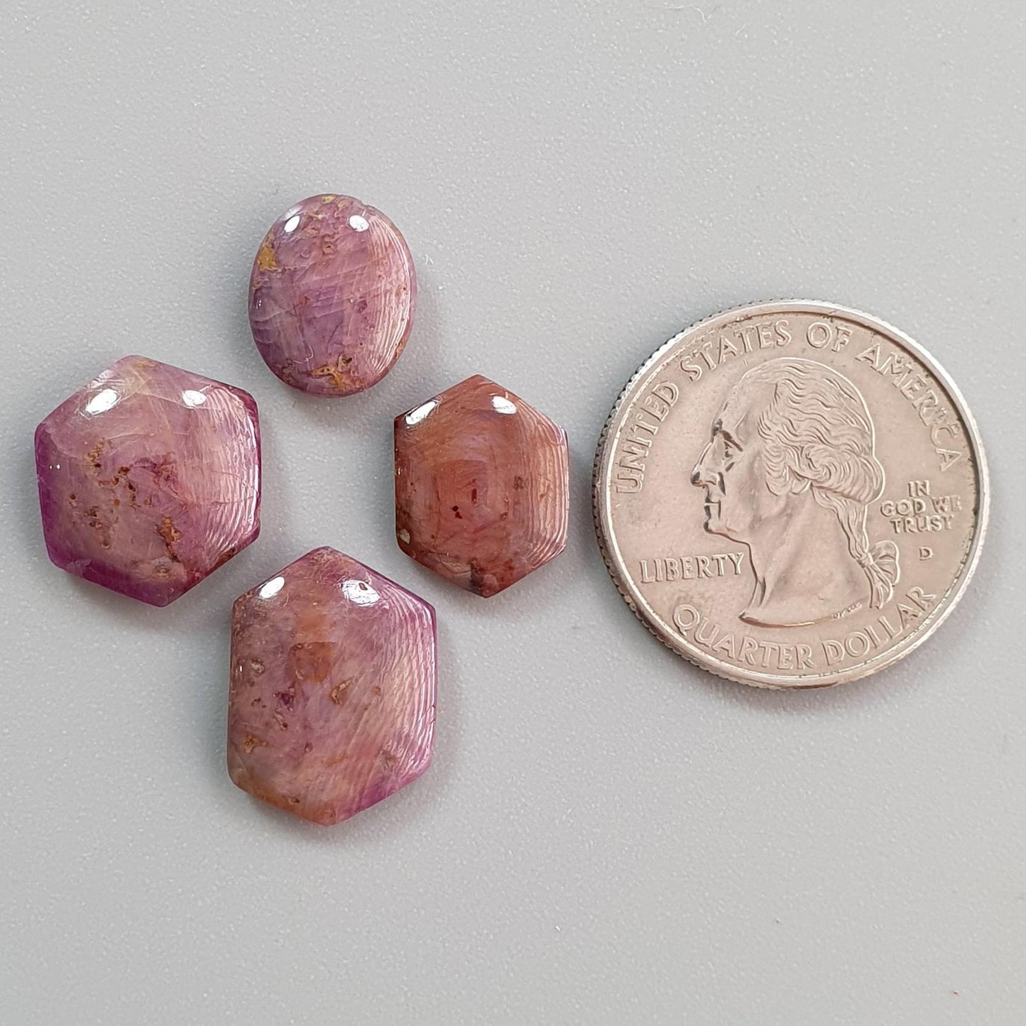 Star Ruby Oval & Hexagon Cabochon Gemstone : 29.50cts Natural Unheated Star Ruby Oval & Hexagon Cabochon 12*10mm -17*13mm 4pc For Jewelry