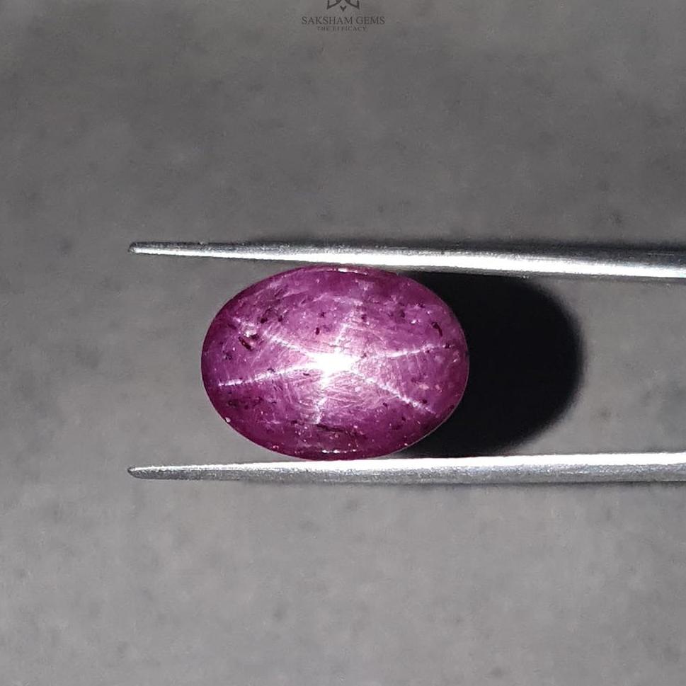 Star Ruby Gemstone Cabochon: Natural Untreated Unheated Red 6Ray Star Ruby Oval Shape 1pc For Jewelry