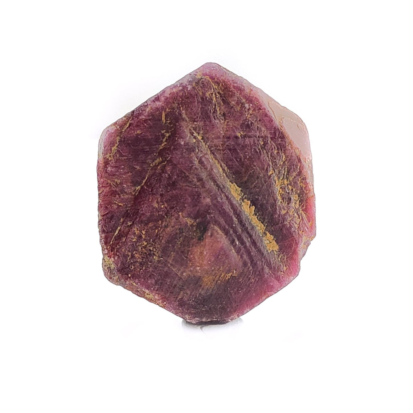 Record Keeper Ruby Gemstone Crystal: 142.00cts Natural Untreated Unheated Red Ruby Triangle Formative Hexagon Specimen 38.5*31*9mm
